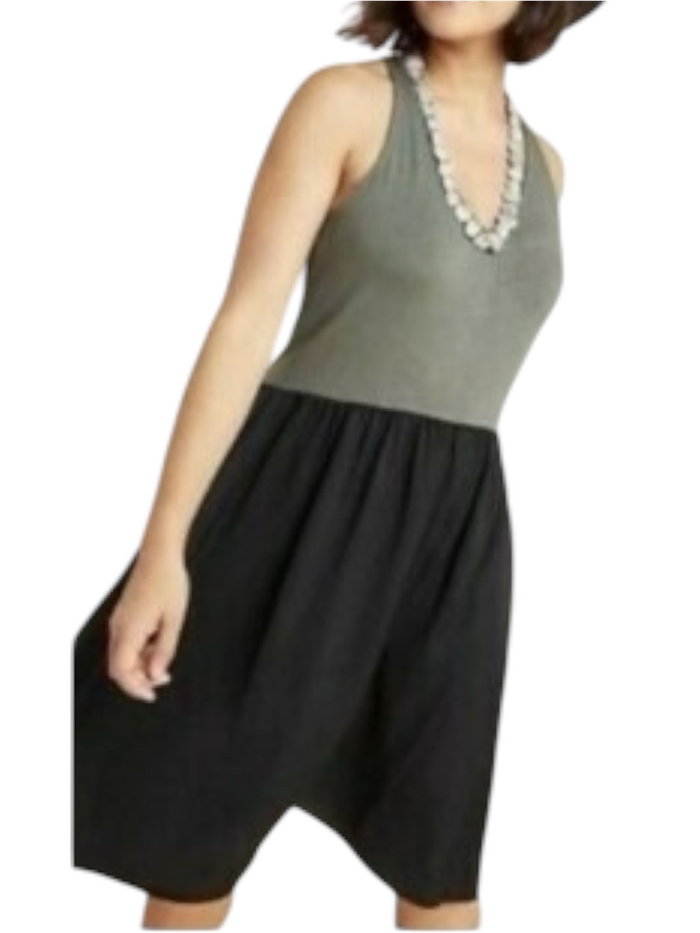 Dolan Left Coast Collection Sienna V-Neck Tank Dress Green Black Colorblock M